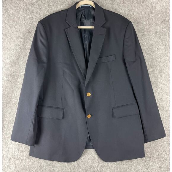 Vineyard Vines Blazer Sport Coat Mens 46R Blue Wool Blend Gold Button Stretch - Picture 1 of 16